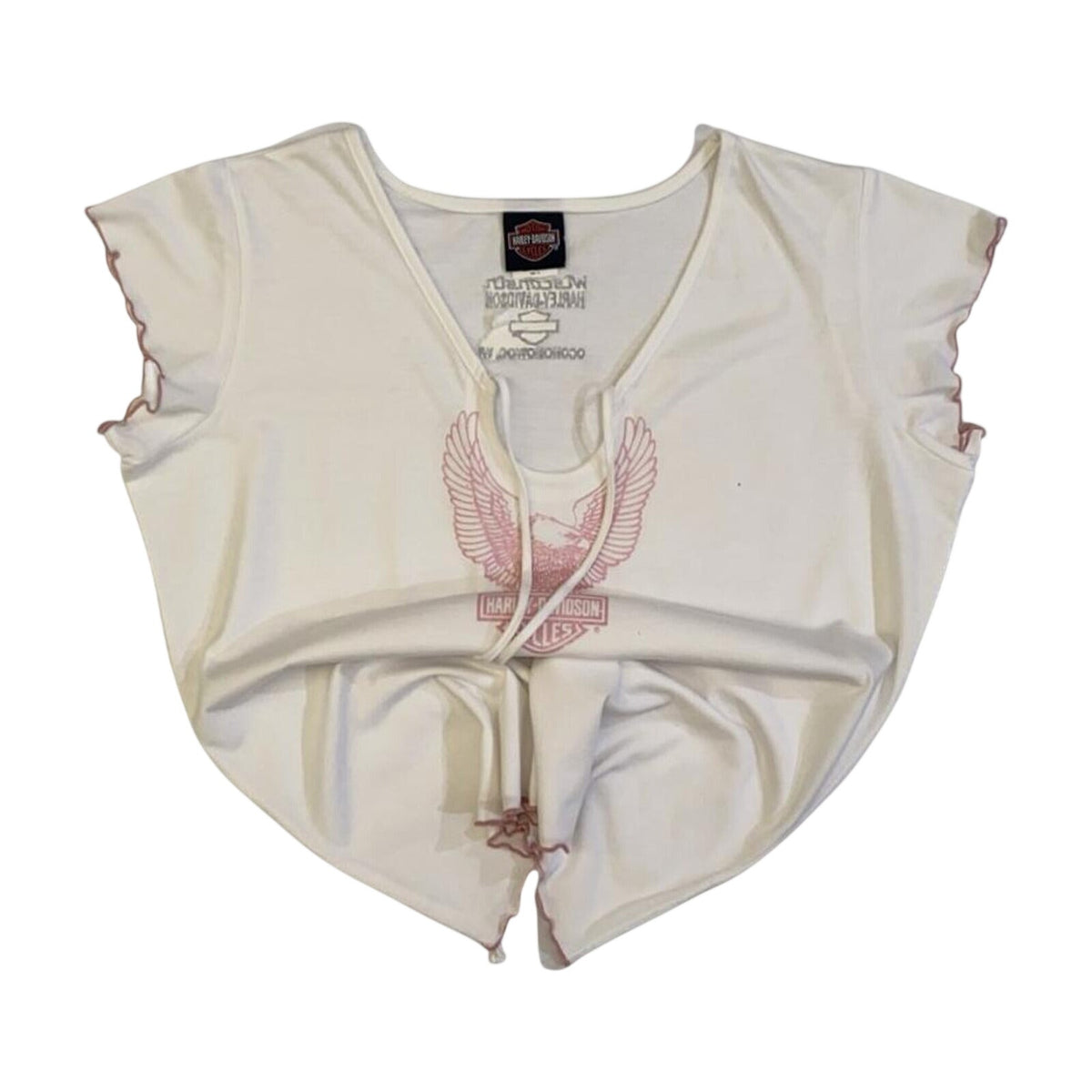 Harley Davidson Eagle Graphic Baby Doll T Shirt White XL