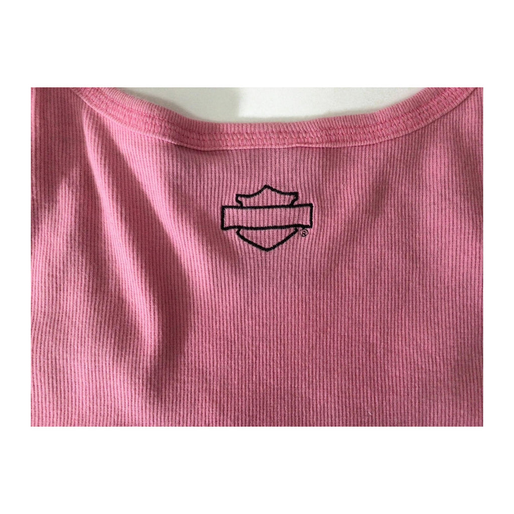 Harley Davidson Women's Embroidered Ribbed Tank Top Pink 2XL made USA