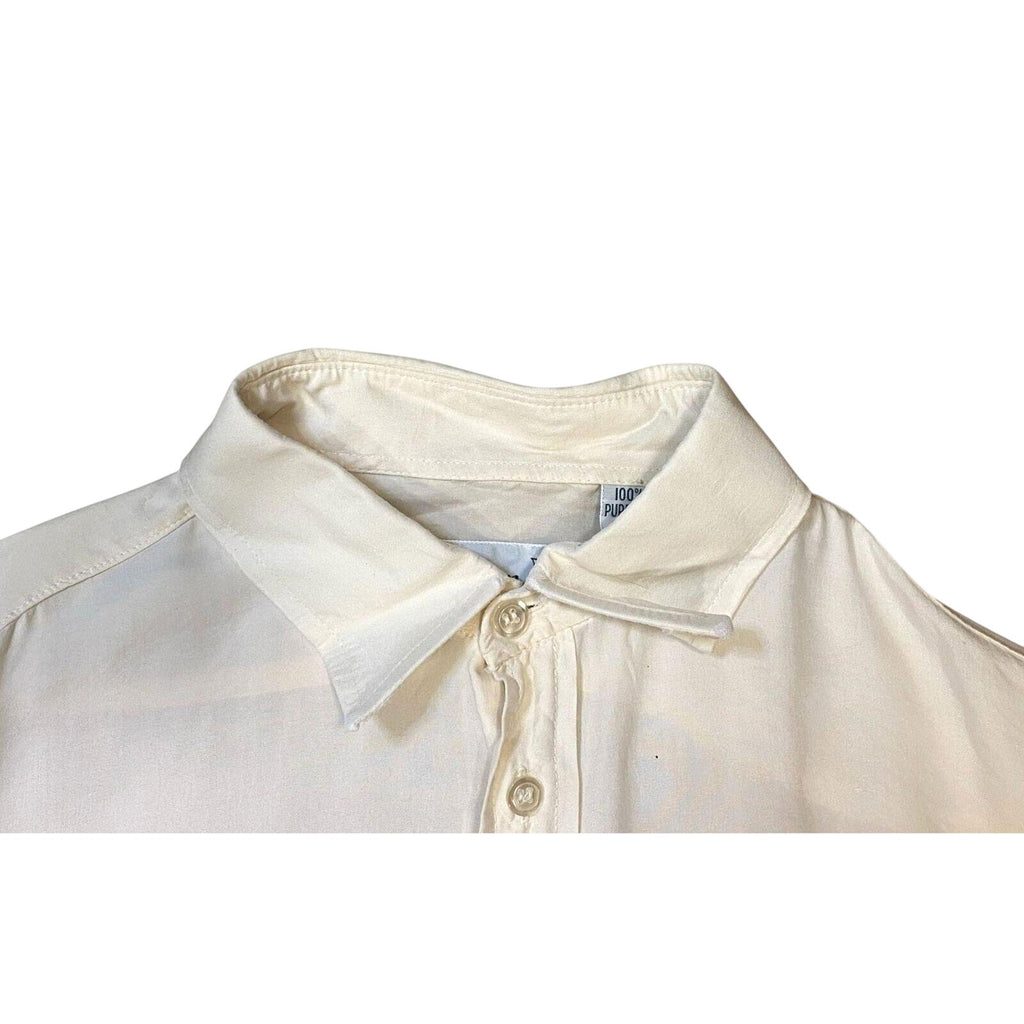 Vintage LG Adams Pure Silk Button Up Shirt Cream M