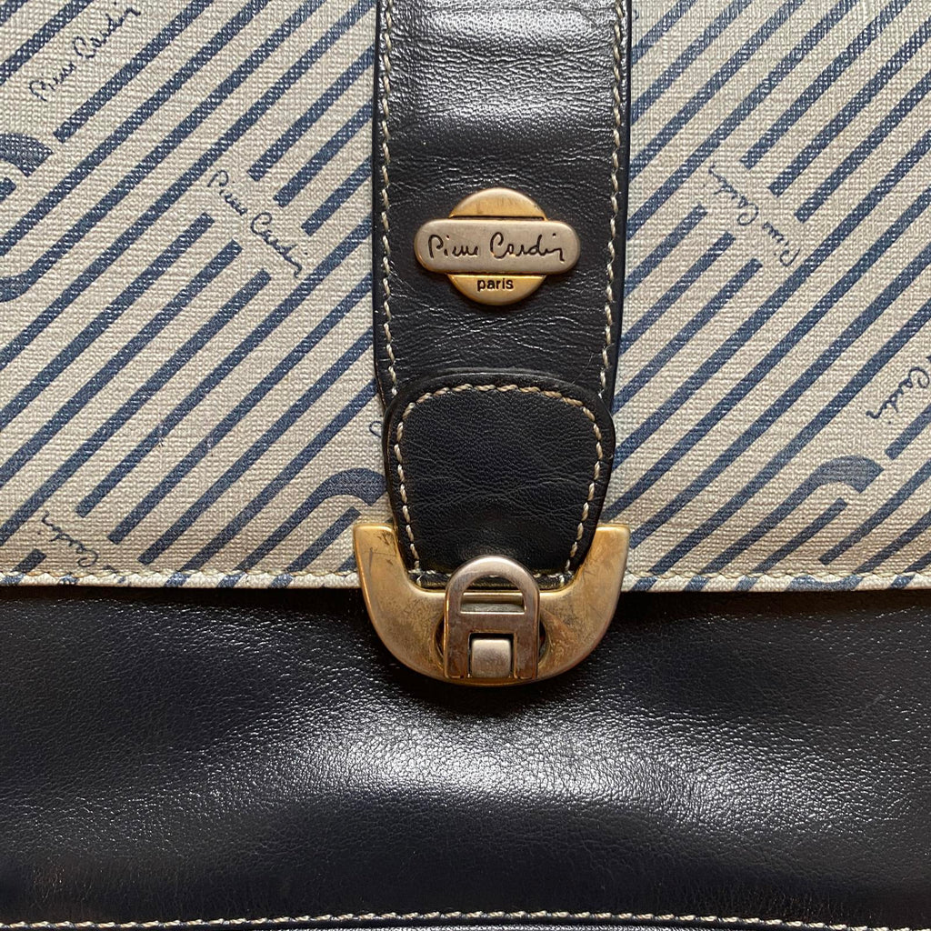 Pierre Cardin Vintage Leather Satchel Bag Navy