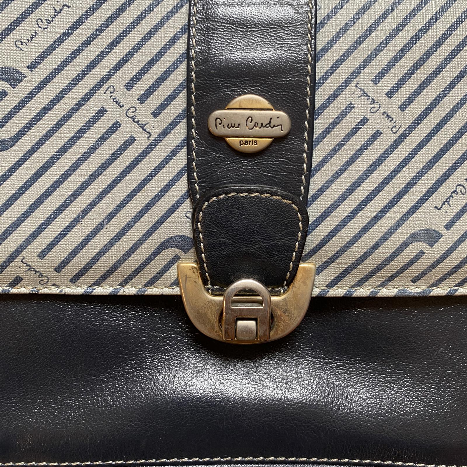 Pierre Cardin Vintage Leather Satchel Bag Navy