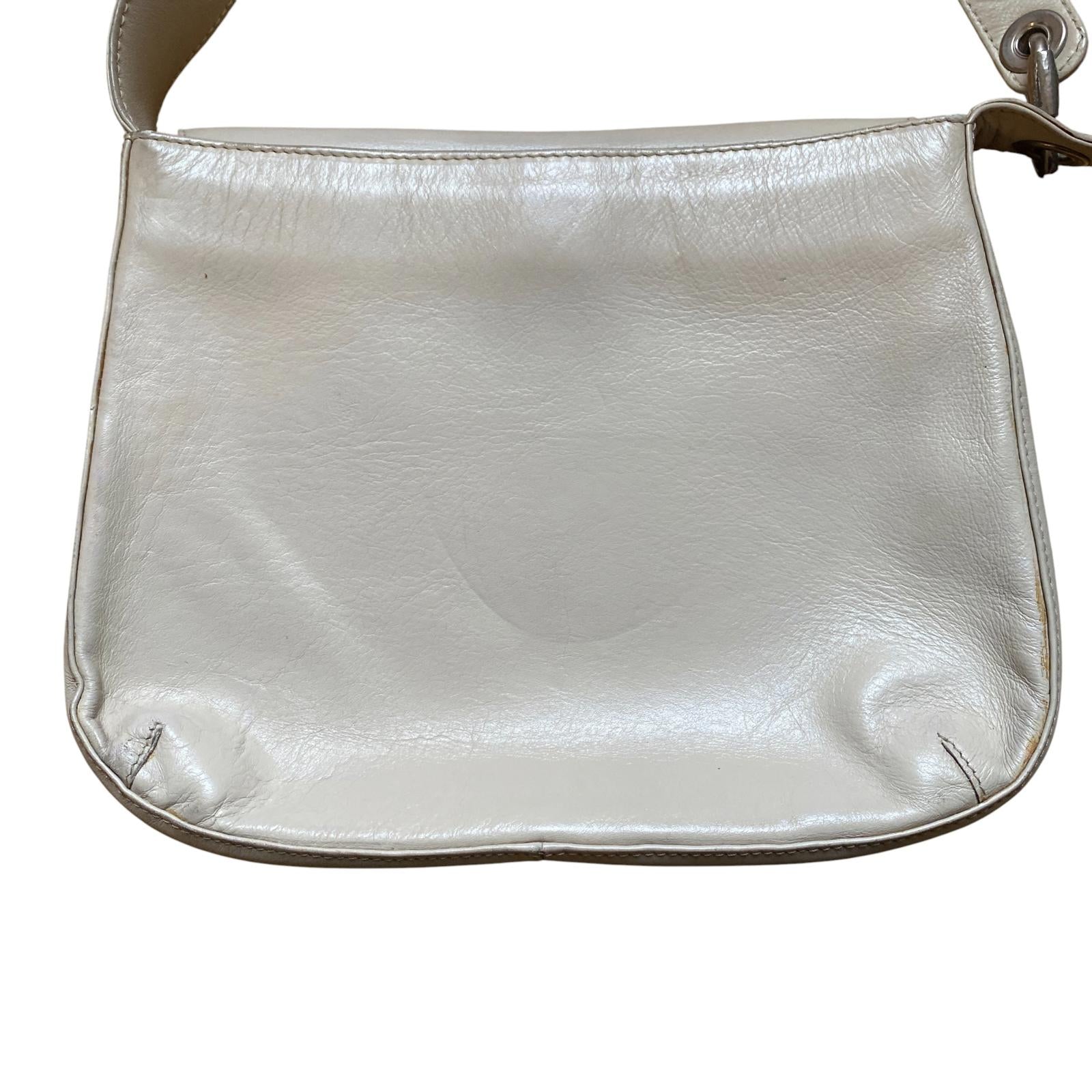 Japanese 90s Vintage Leather Shoulder Bag Beige