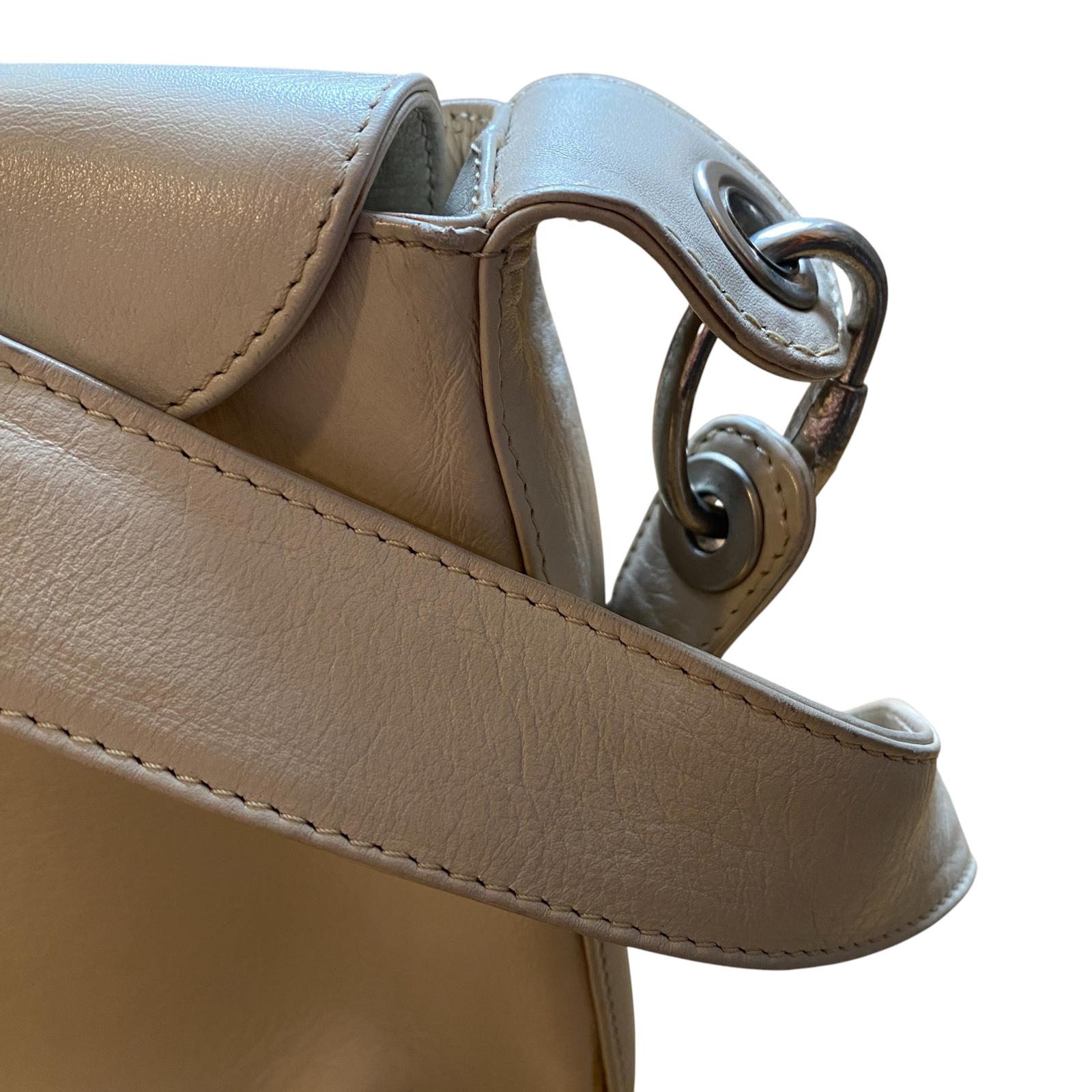 Japanese 90s Vintage Leather Shoulder Bag Beige