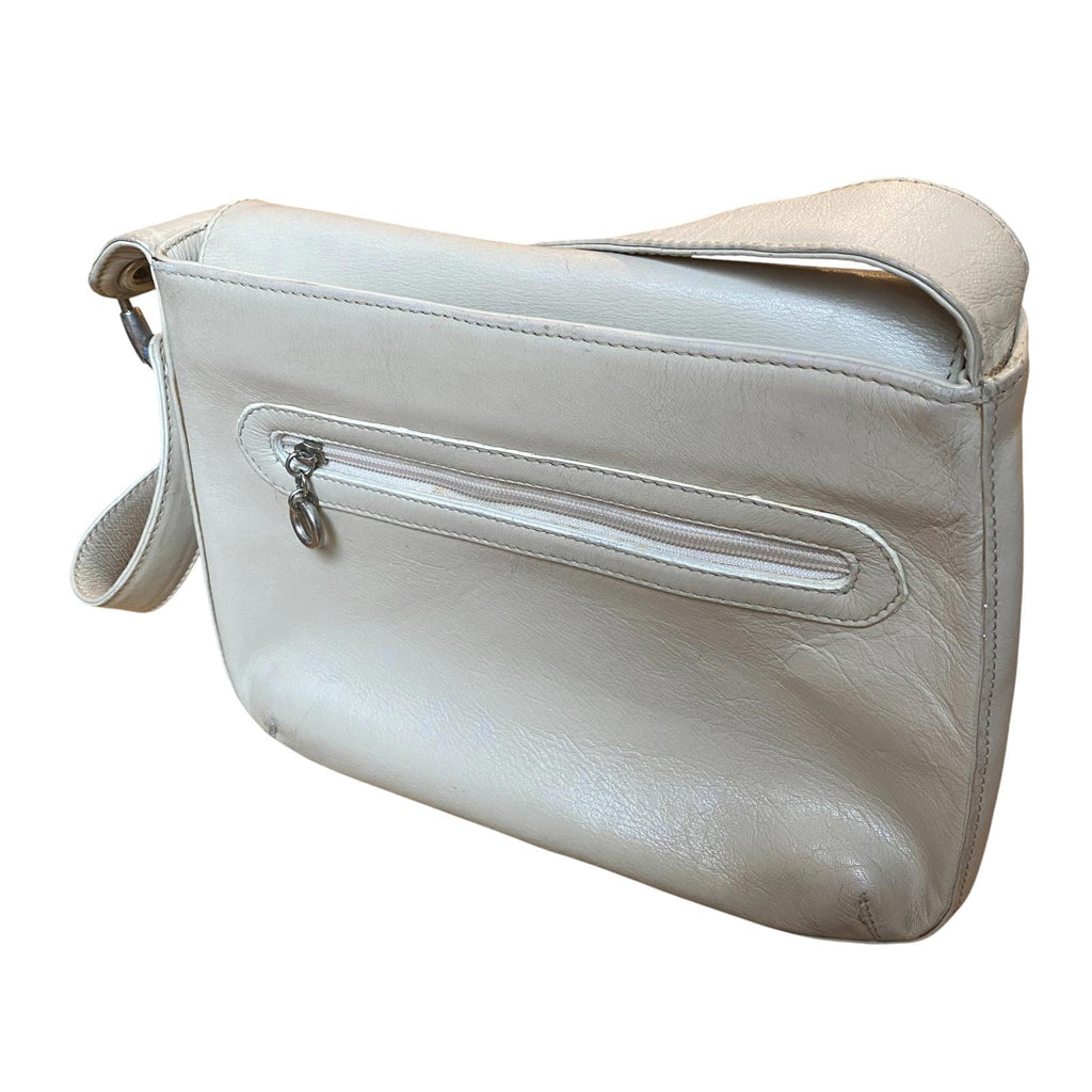 Japanese 90s Vintage Leather Shoulder Bag Beige