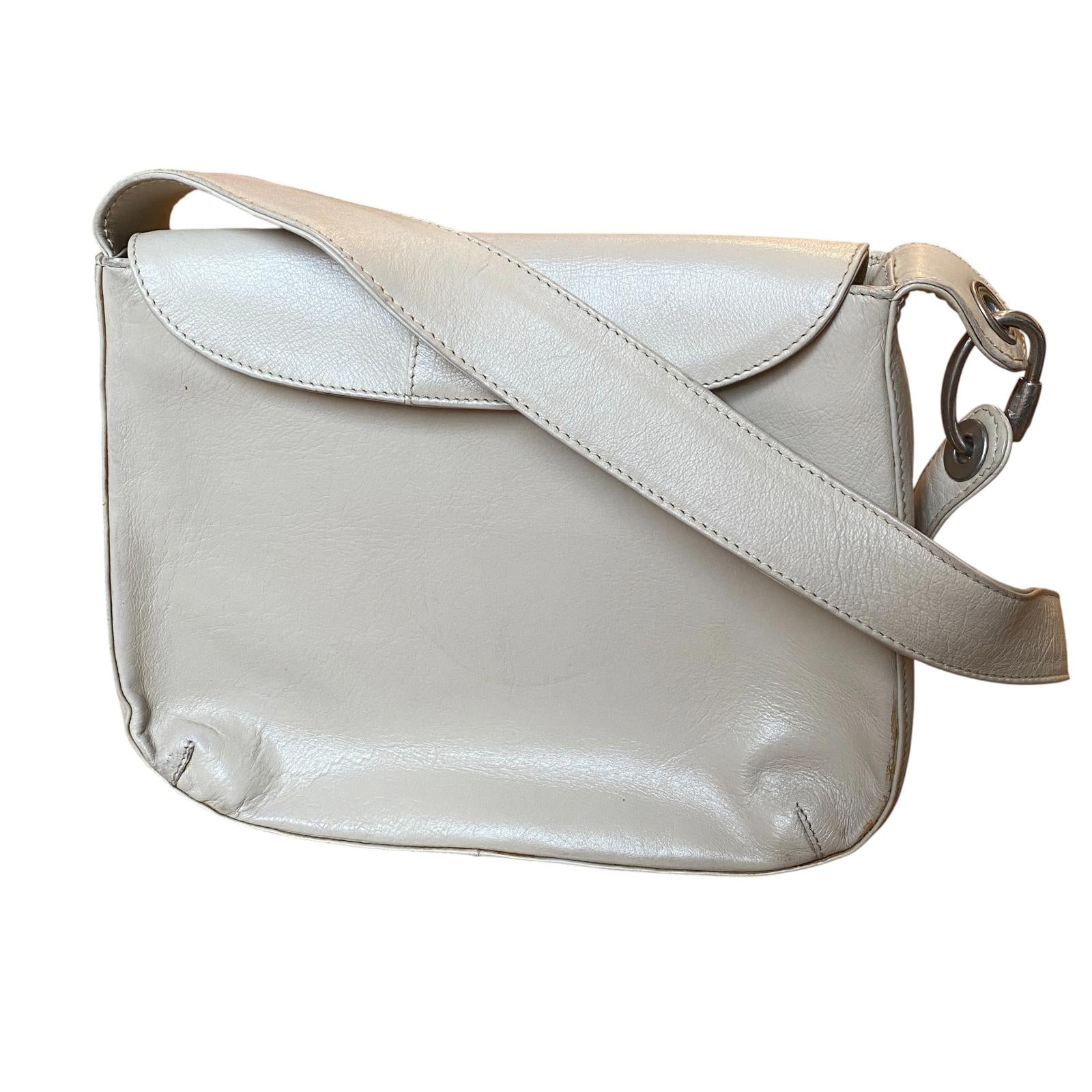 Japanese 90s Vintage Leather Shoulder Bag Beige