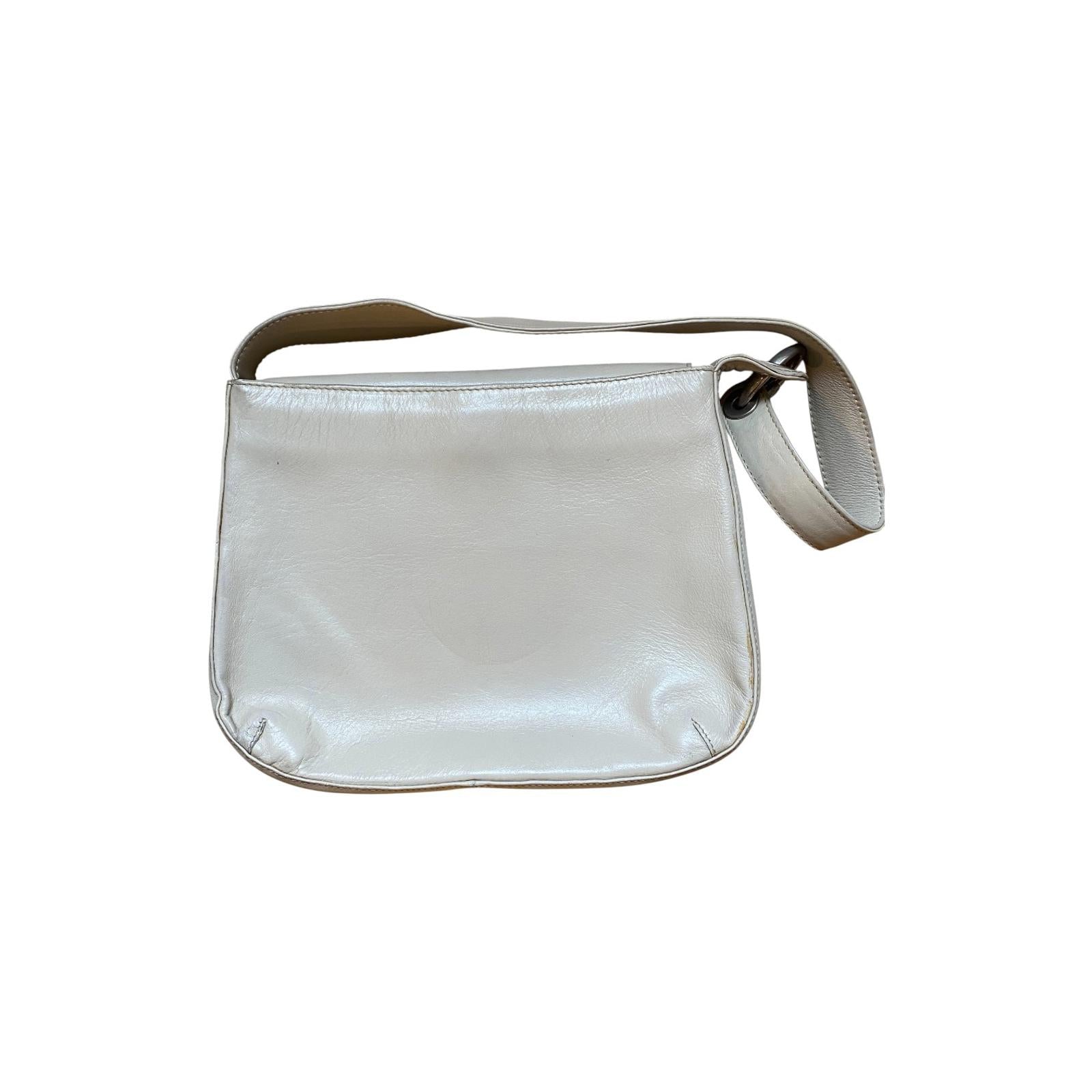 Japanese 90s Vintage Leather Shoulder Bag Beige