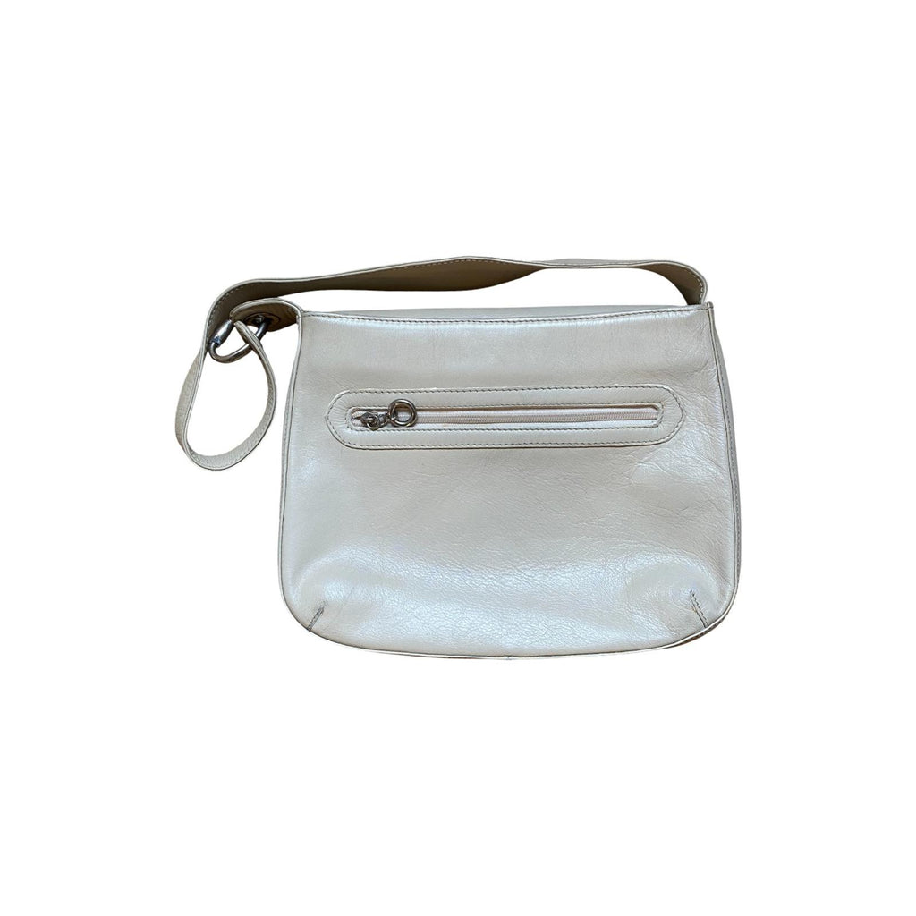 Japanese 90s Vintage Leather Shoulder Bag Beige