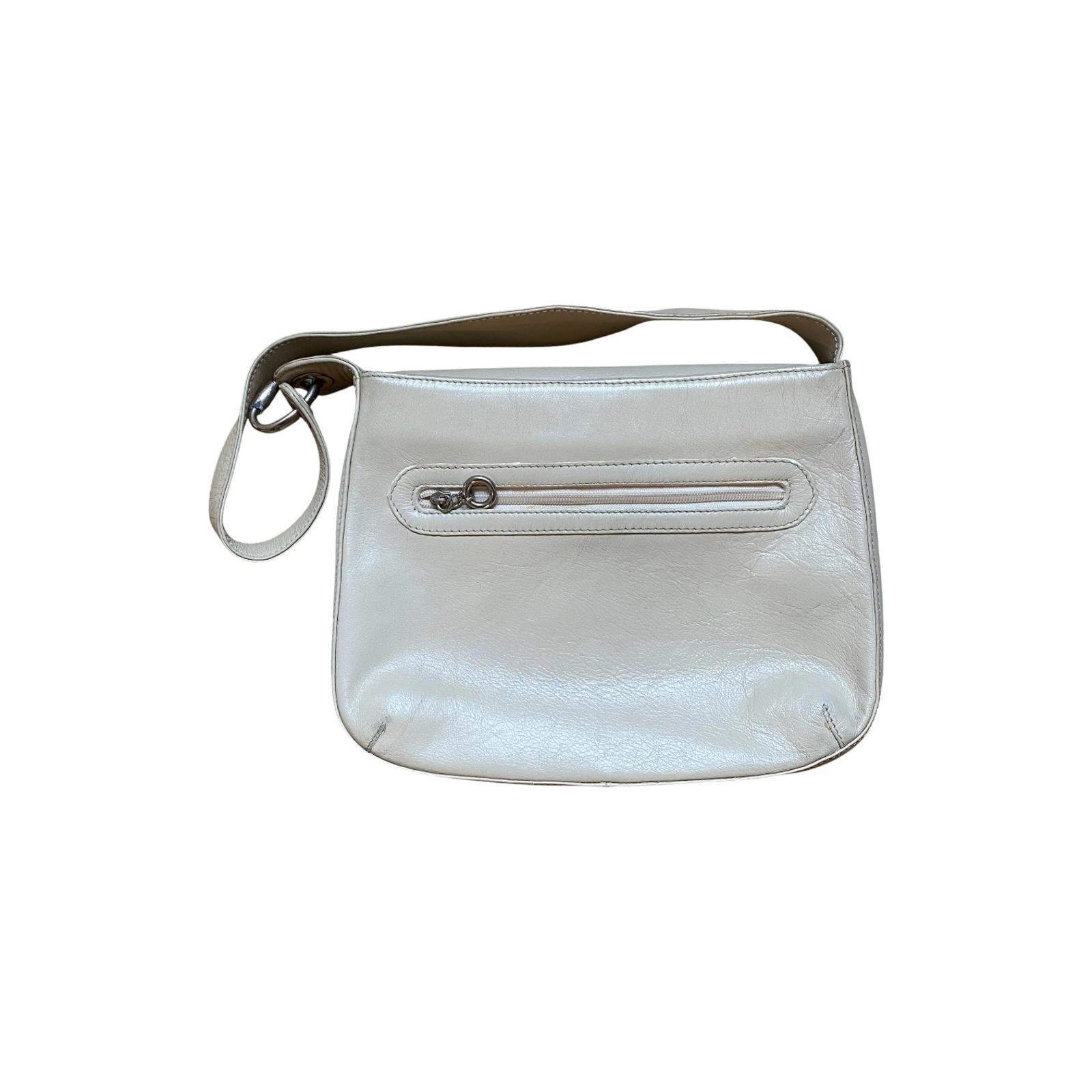 Japanese 90s Vintage Leather Shoulder Bag Beige