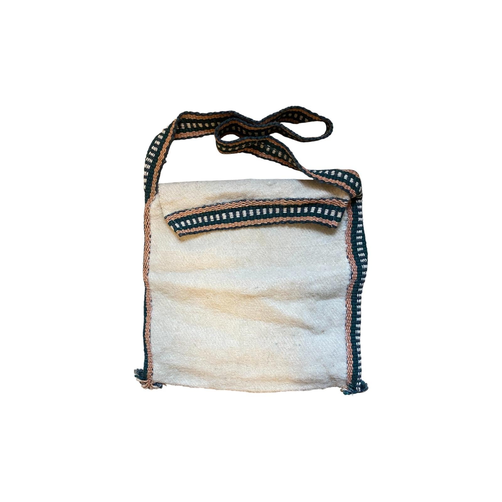 Japan Vintage Woven Wool with Knitted Accent Tote Bag Cream
