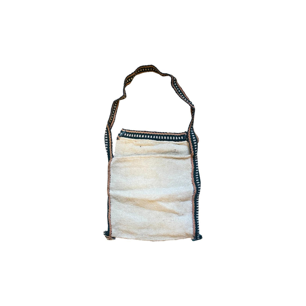 Japan Vintage Woven Wool with Knitted Accent Tote Bag Cream