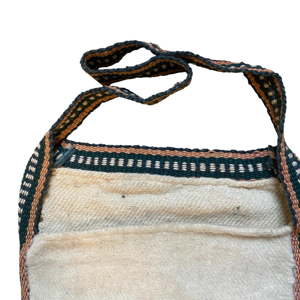 Japan Vintage Woven Wool with Knitted Accent Tote Bag Cream