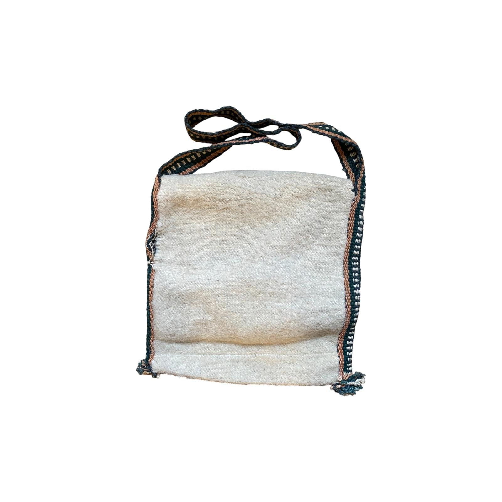 Japan Vintage Woven Wool with Knitted Accent Tote Bag Cream