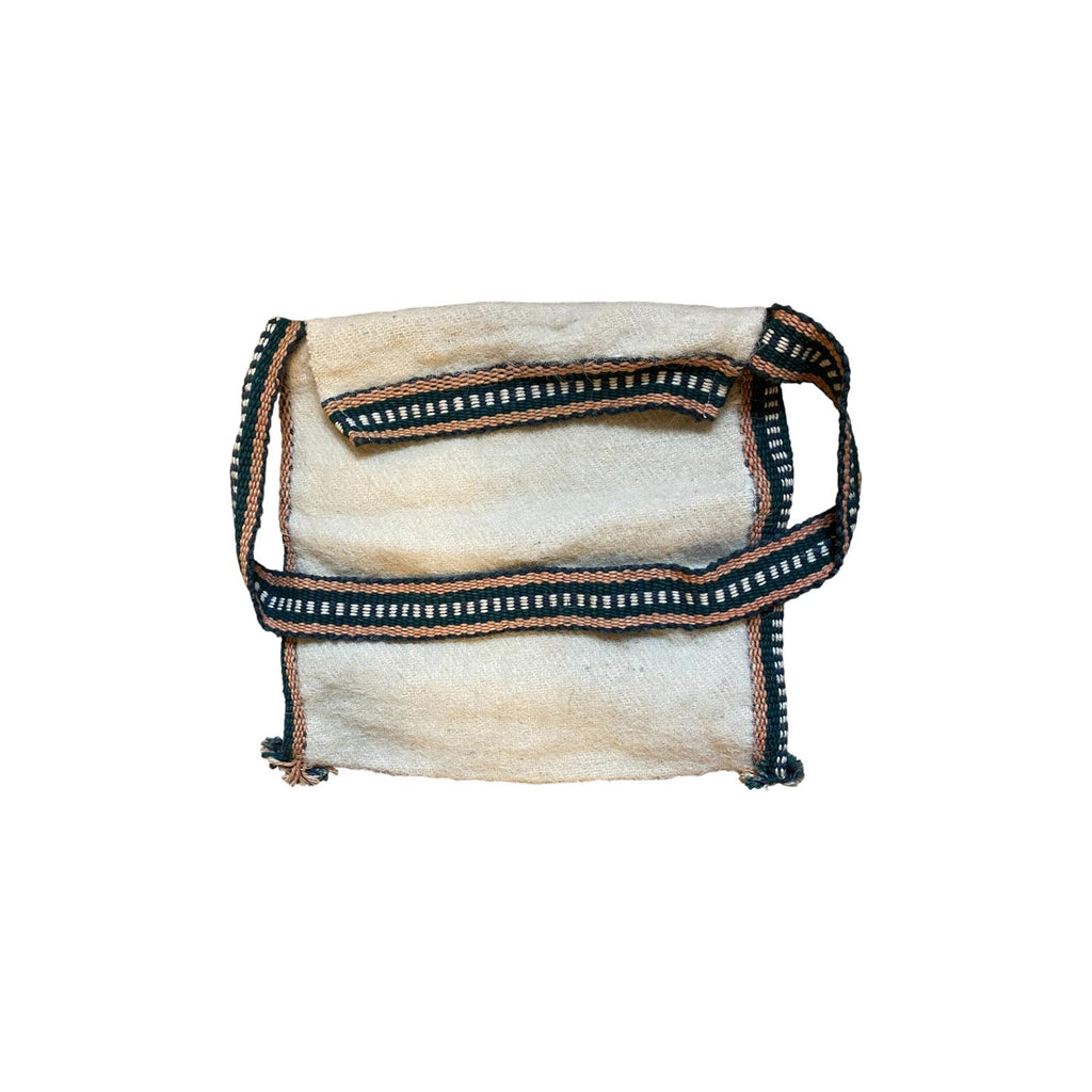 Japan Vintage Woven Wool with Knitted Accent Tote Bag Cream