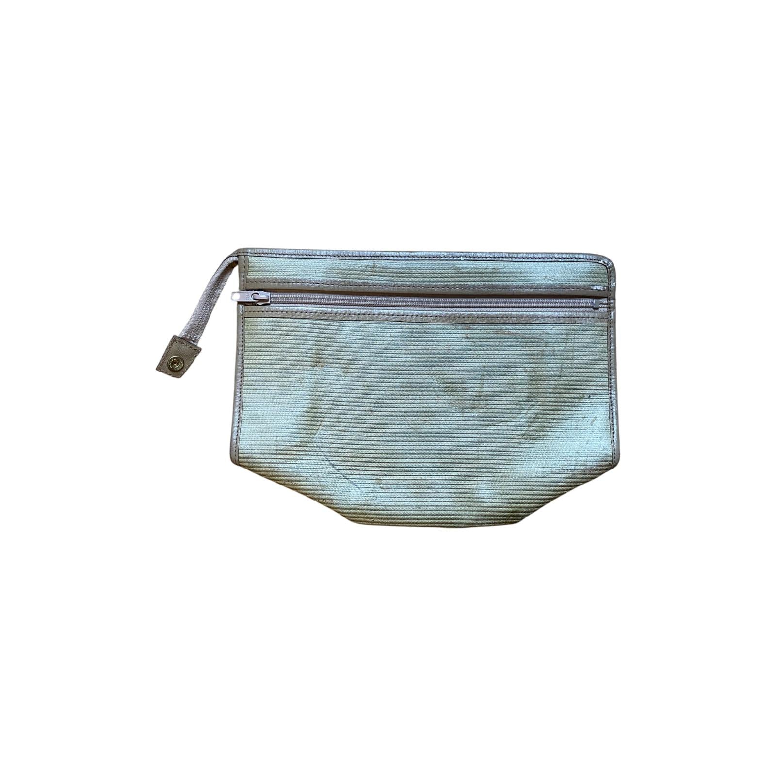 YVES SAINT LAURENT 1980's Vintage Clutch Bag Khaki