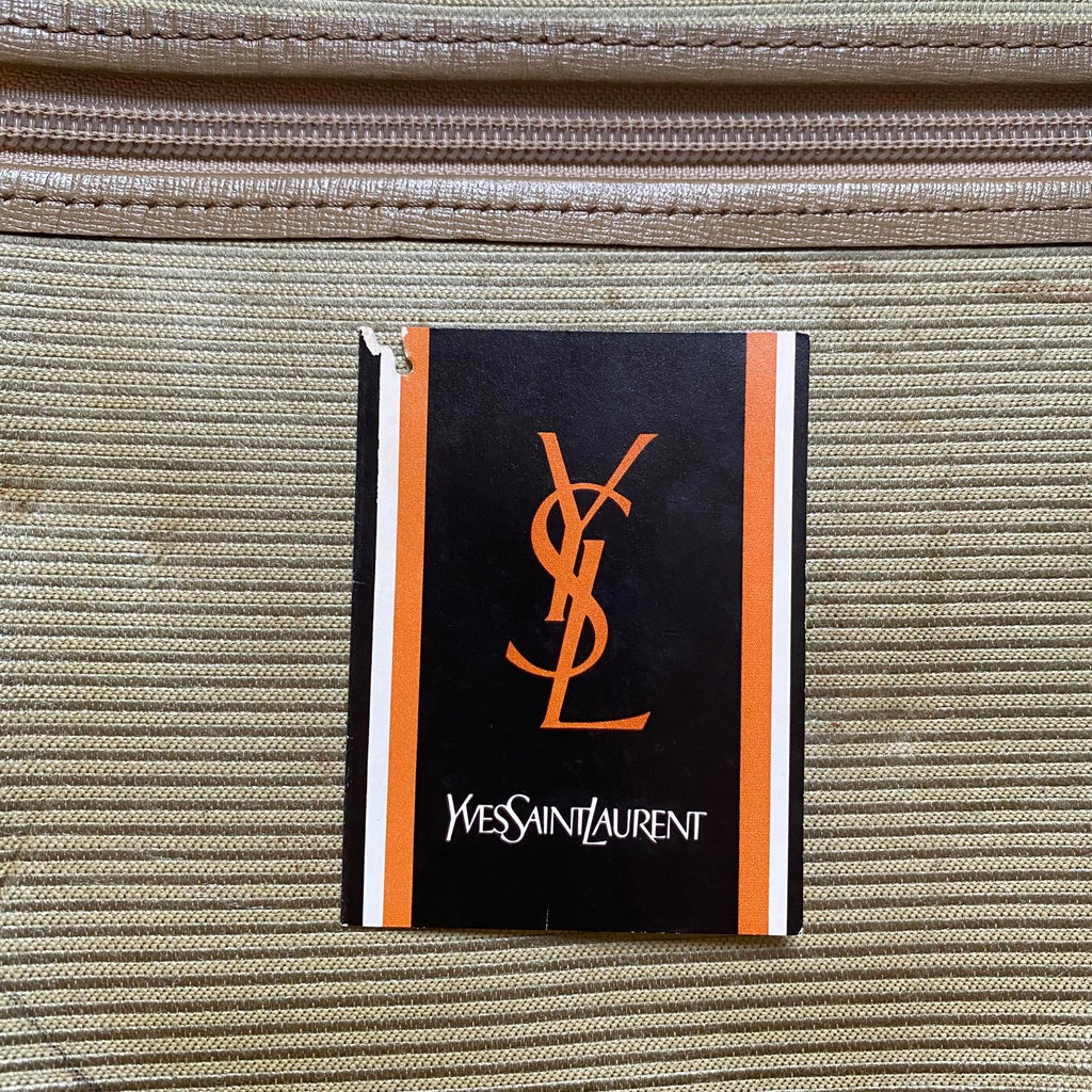 YVES SAINT LAURENT 1980's Vintage Clutch Bag Khaki