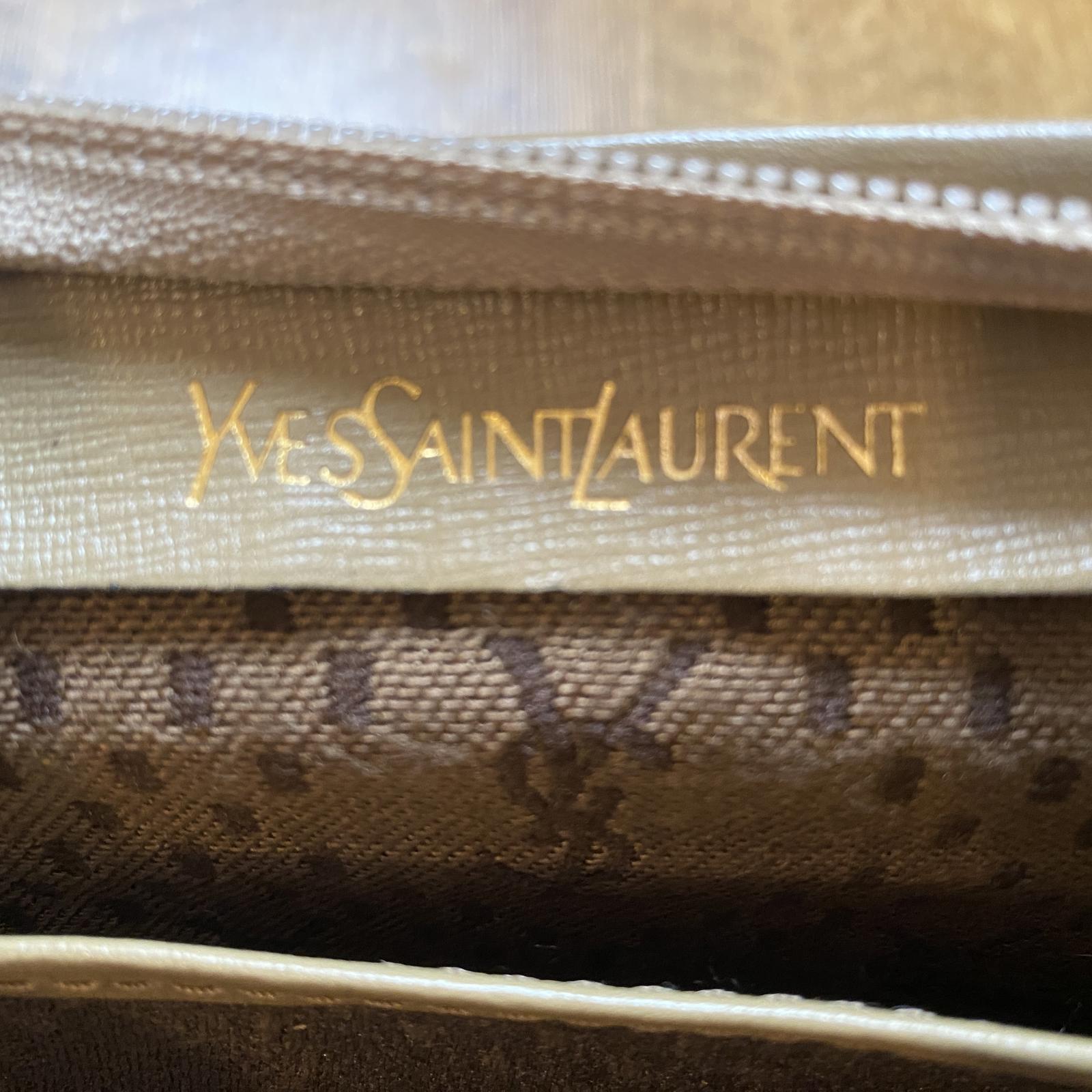 YVES SAINT LAURENT 1980's Vintage Clutch Bag Khaki