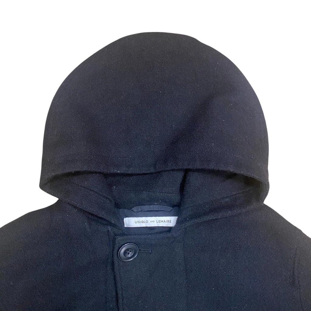 Lemaire X Uniqlo Women's Wool Blend Hooded Overcoat Black L