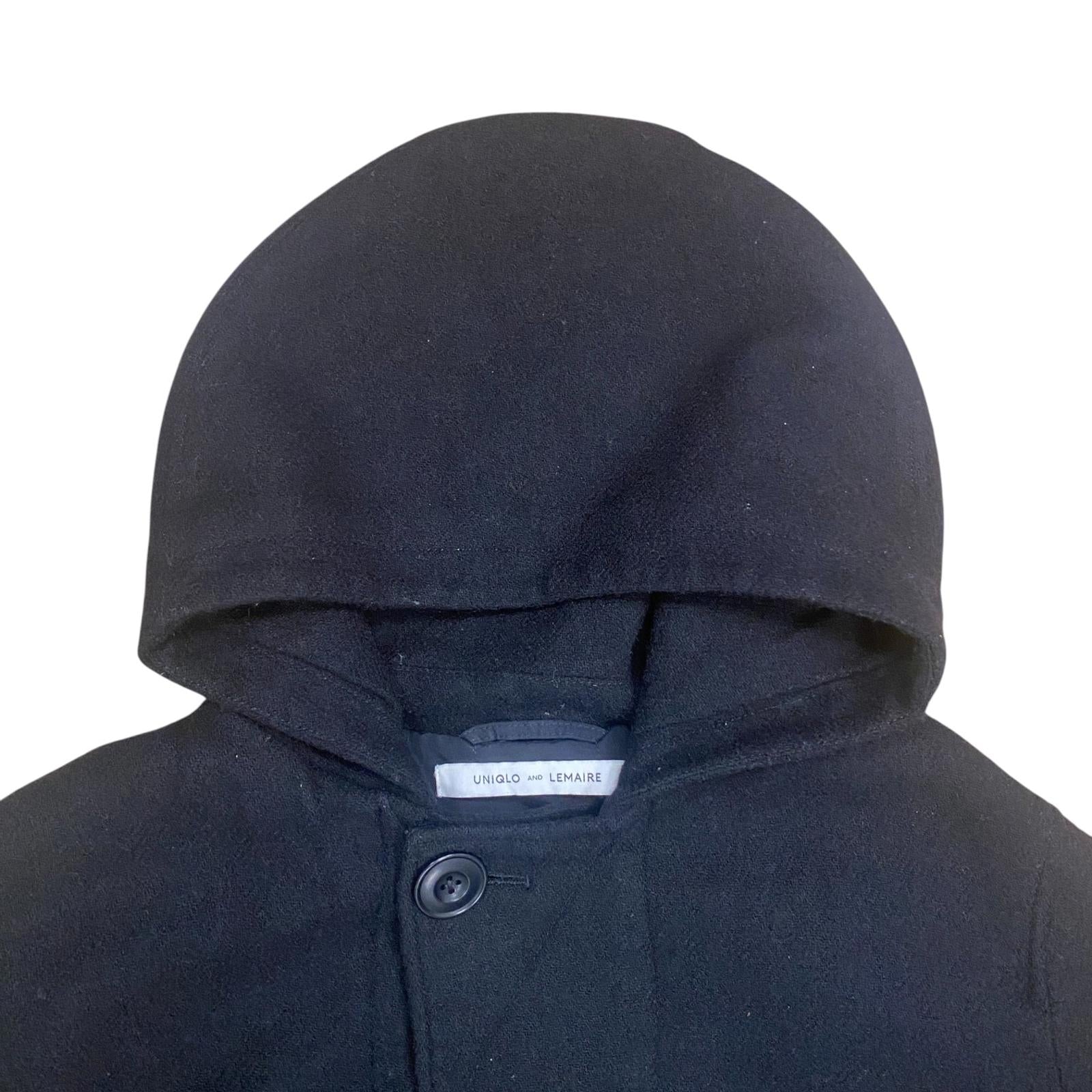 Lemaire X Uniqlo Women's Wool Blend Hooded Overcoat Black L