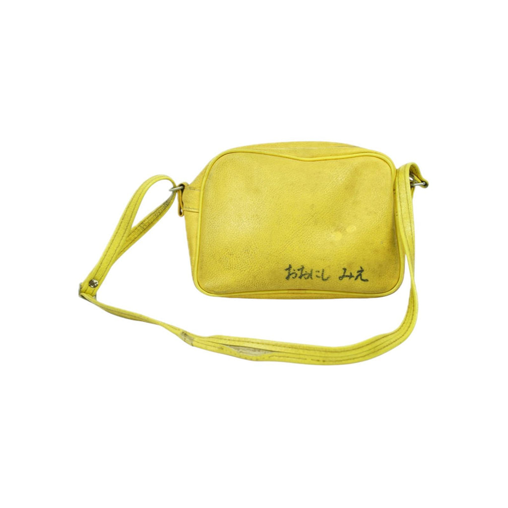 Japanese Vintage Leather School Shoulder Bag Yellow