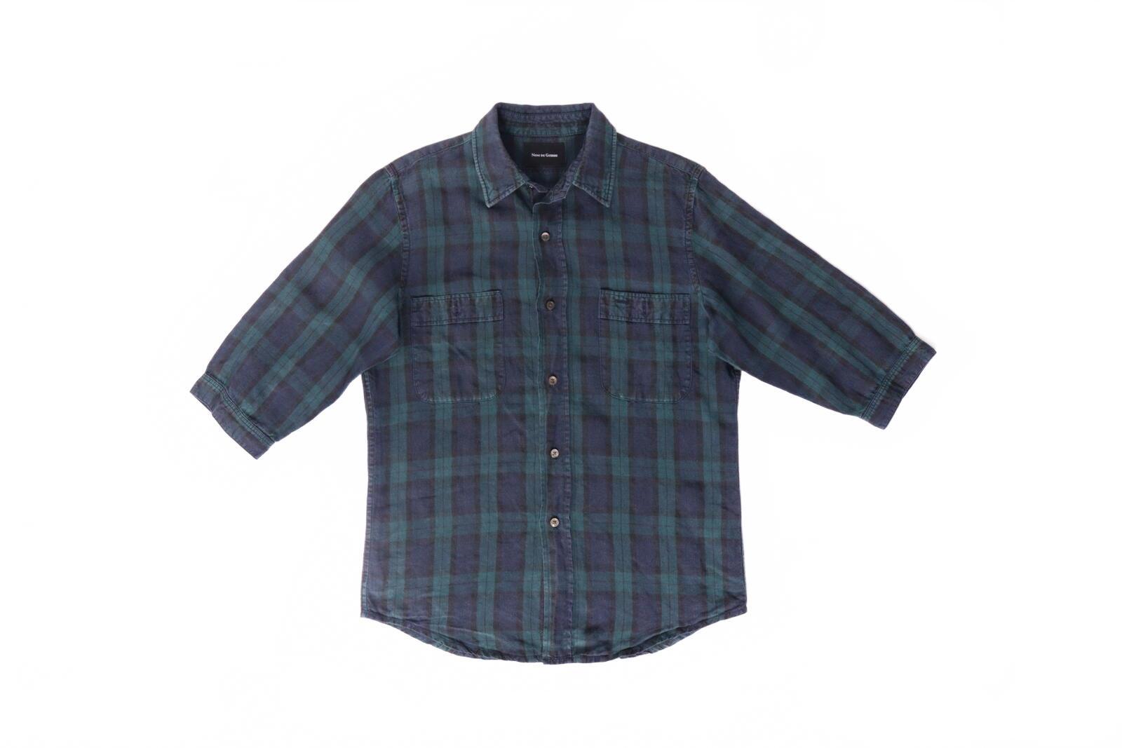 Nom De Guerre Quarter Sleeve Button Up Plaid Shirt Green M