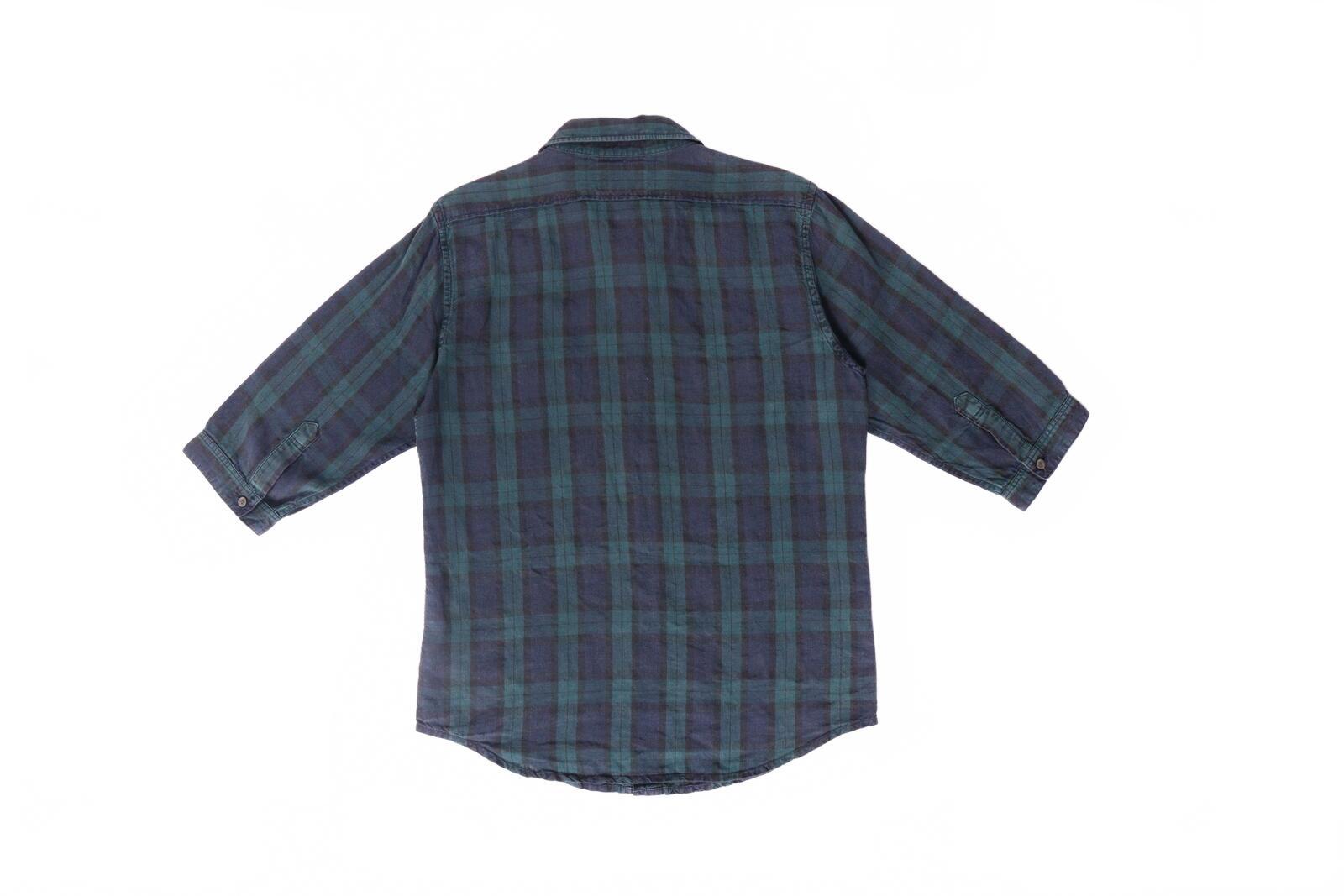 Nom De Guerre Quarter Sleeve Button Up Plaid Shirt Green M