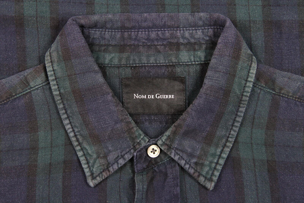 Nom De Guerre Quarter Sleeve Button Up Plaid Shirt Green M