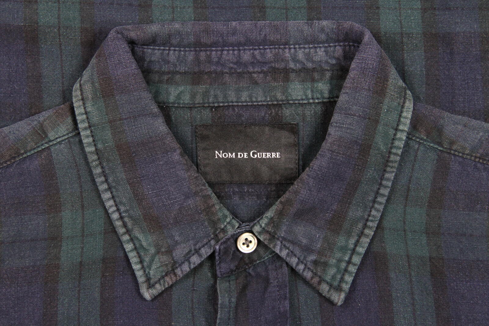 Nom De Guerre Quarter Sleeve Button Up Plaid Shirt Green M
