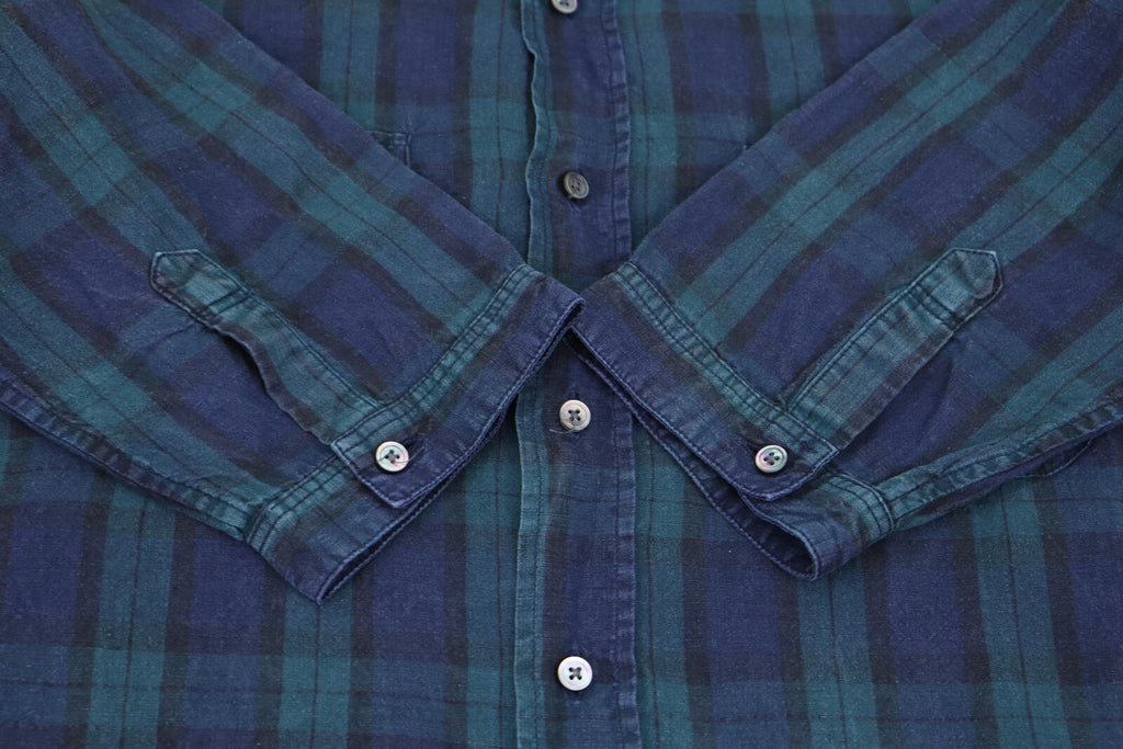 Nom De Guerre Quarter Sleeve Button Up Plaid Shirt Green M
