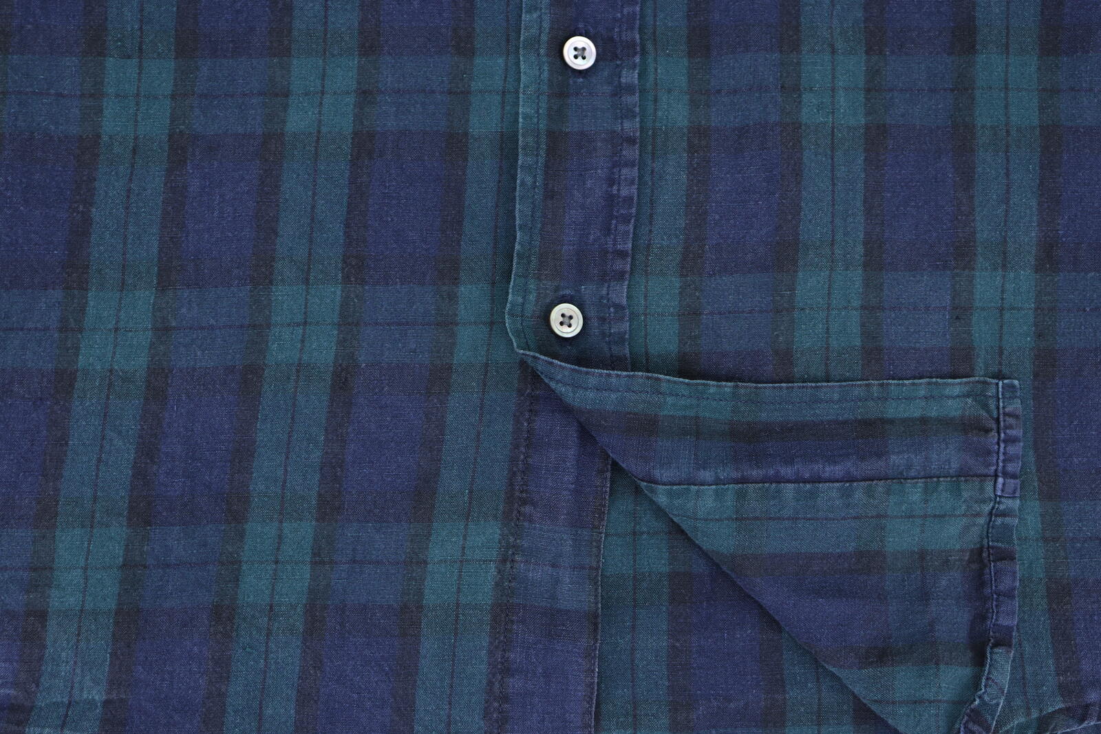 Nom De Guerre Quarter Sleeve Button Up Plaid Shirt Green M