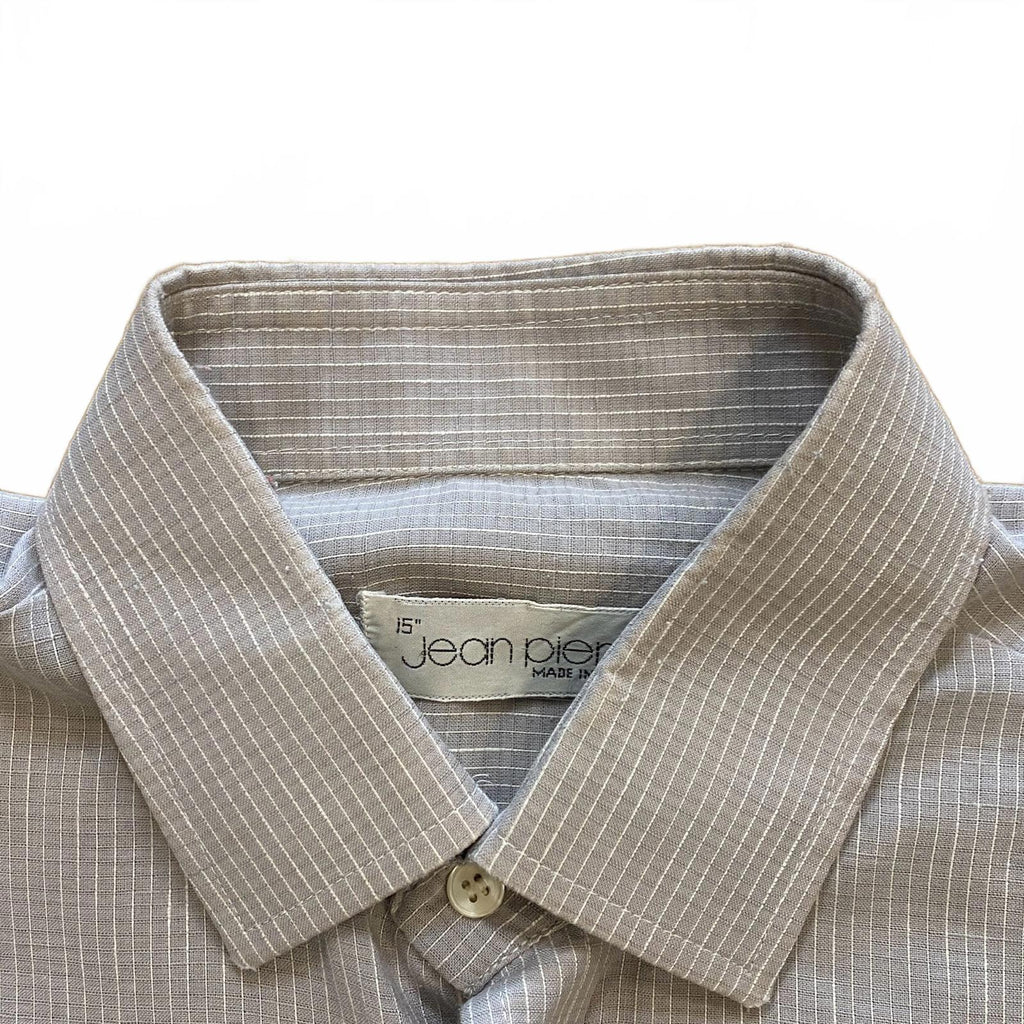 Jean Pierre Vintage 1970s Made in England Men's Long Sleeve Button Up Shirt Grey M
