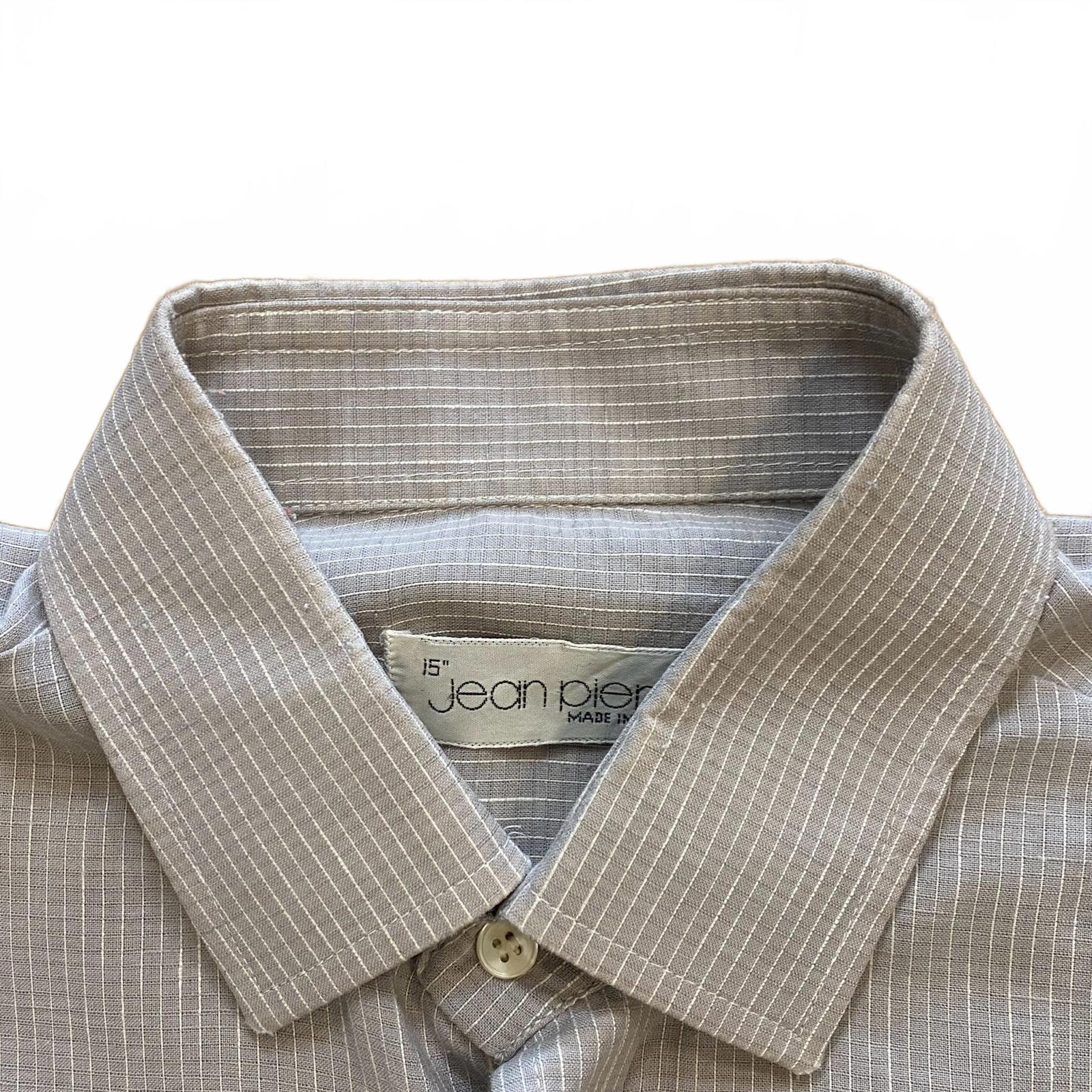 Jean Pierre Vintage 1970s Made in England Men's Long Sleeve Button Up Shirt Grey M