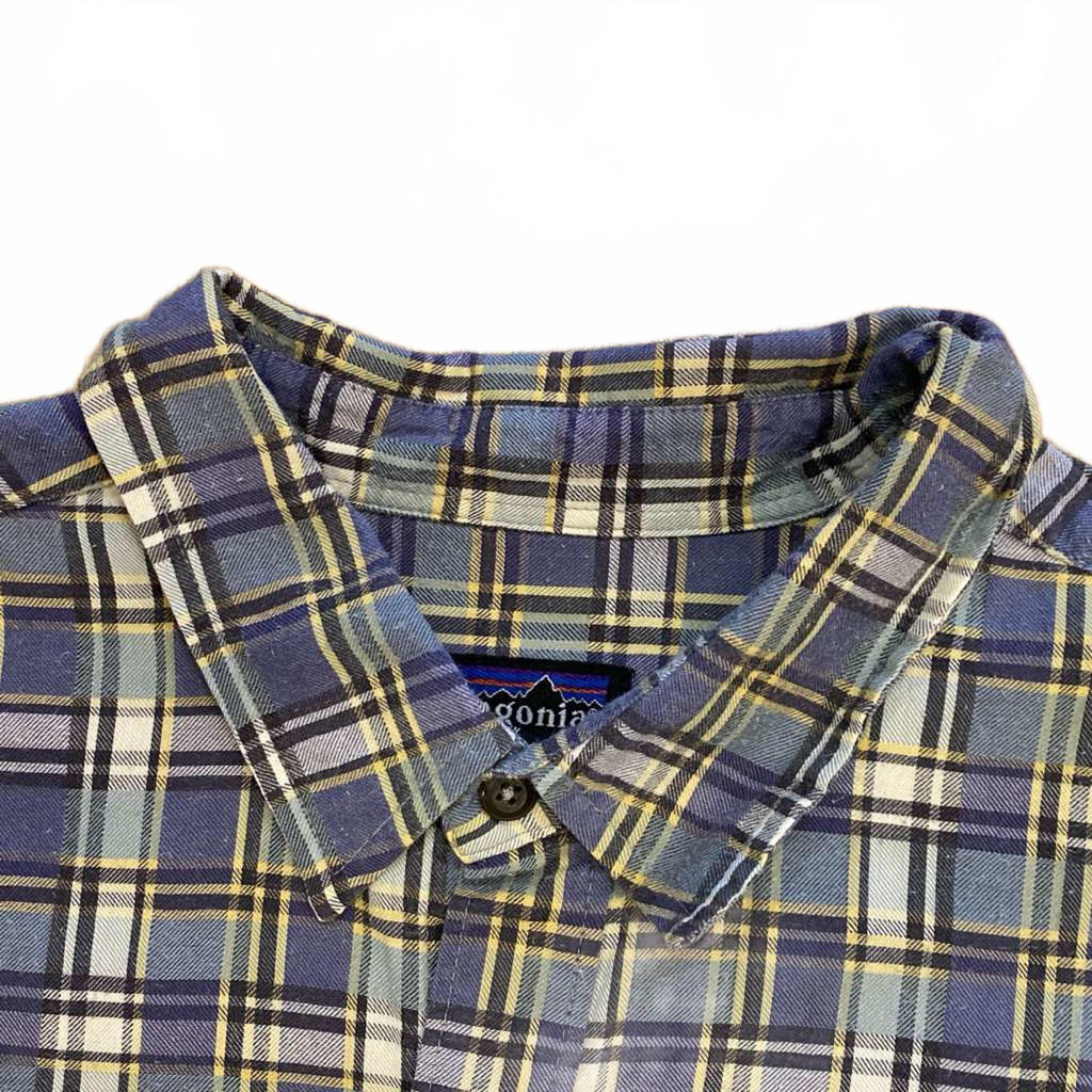Patagonia Vintage Plaid Shirt loose Fit 1990's Purple Grey Mens L
