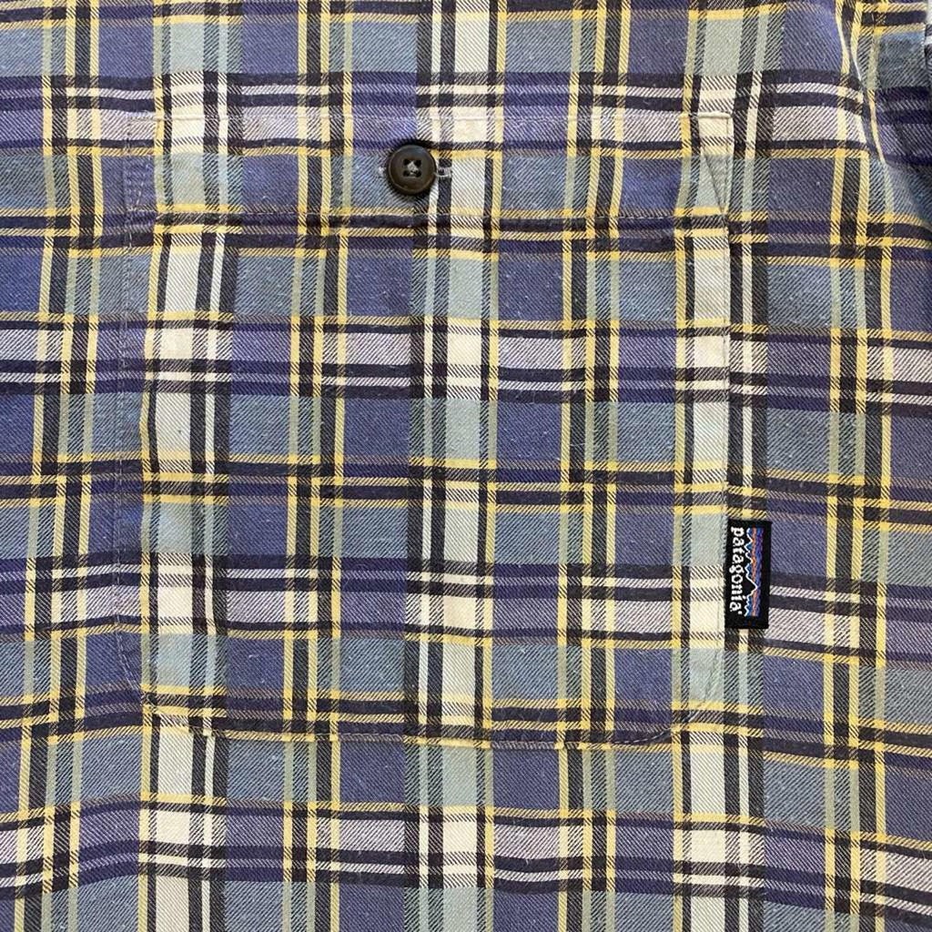 Patagonia Vintage Plaid Shirt loose Fit 1990's Purple Grey Mens L