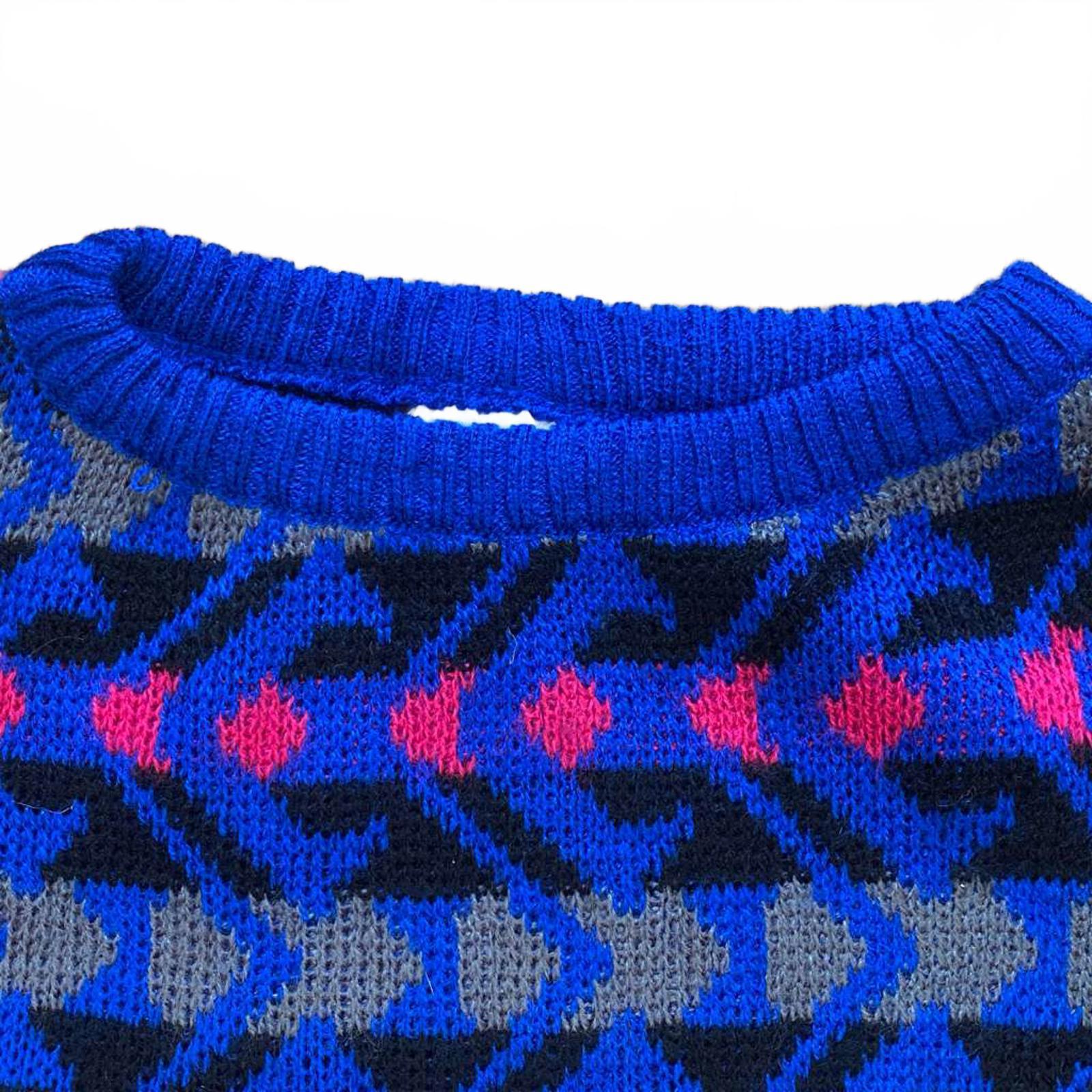 Vintage 1990s Made in Italy Men's Chunky Knitted Sweater Boxy Fit Blue M