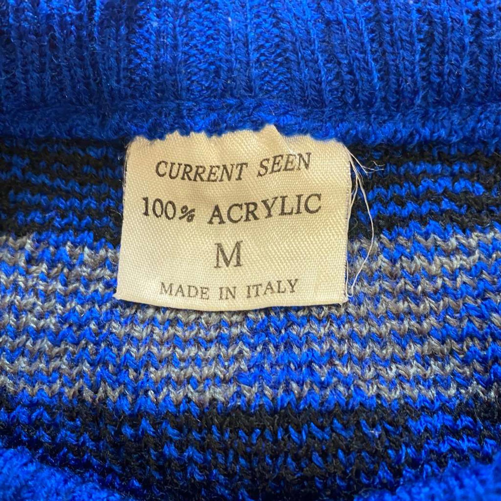 Vintage 1990s Made in Italy Men's Chunky Knitted Sweater Boxy Fit Blue M