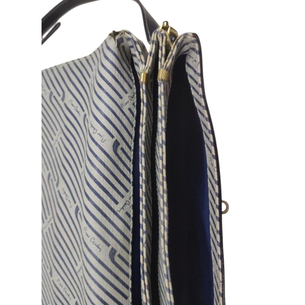 Pierre Cardin Vintage Leather Satchel Bag Navy