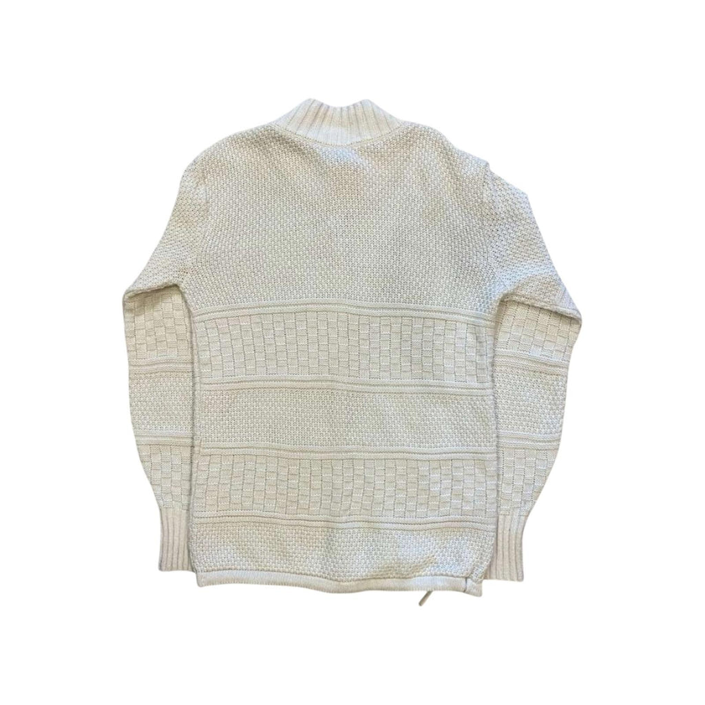 Vintage 1970's Women's Wool Thick Knit Full Zip Sweater Cream M