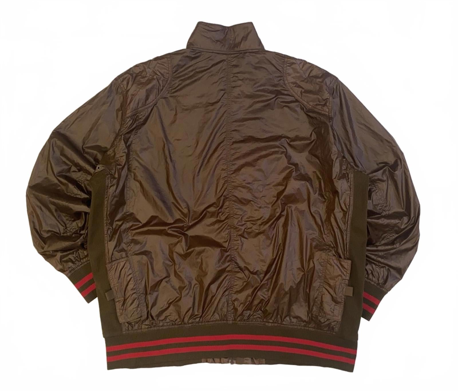 Rocawear Y2K Hip Hop Windbreaker Bomber Jacket Brown 3XL