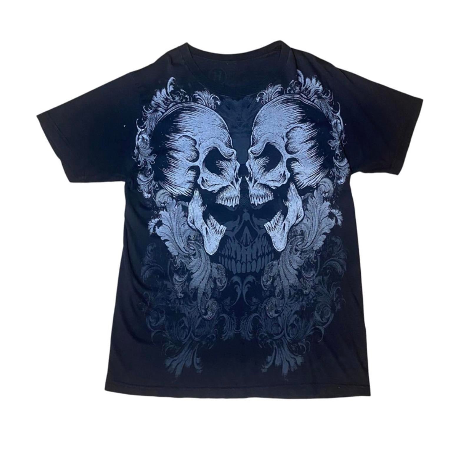 Y2K Skull2SKull Graphic T Shirt Black M