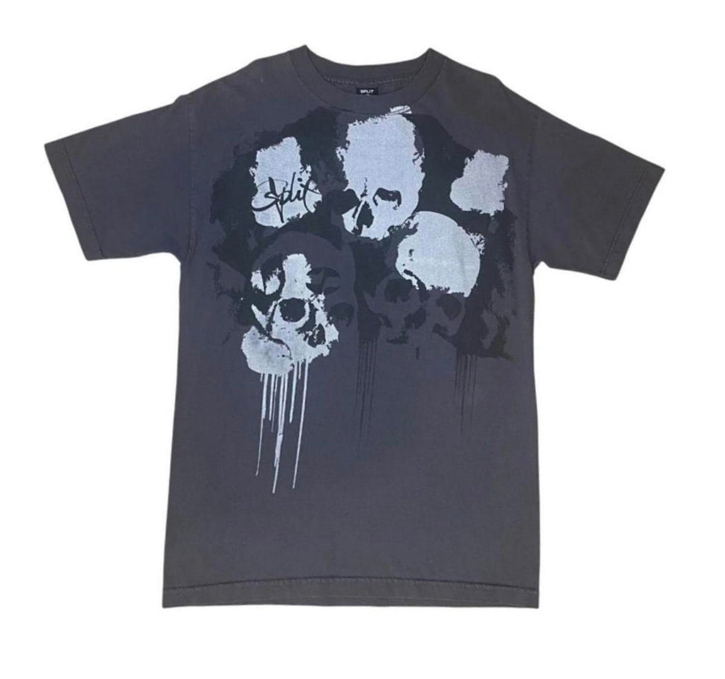 Split Skateboards Y2K Skull Short Sleeve T Shirt Grey M