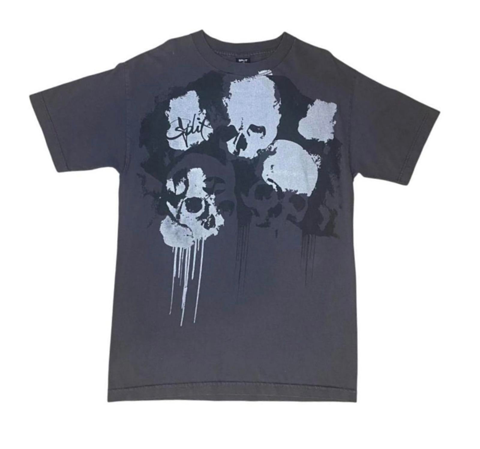Split Skateboards Y2K Skull Short Sleeve T Shirt Grey M