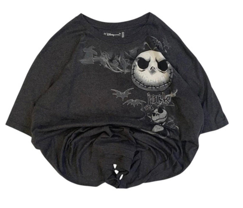 Jack Skellington Nightmare Before Christmas Y2K Short Sleeve T Shirt Black 2XL