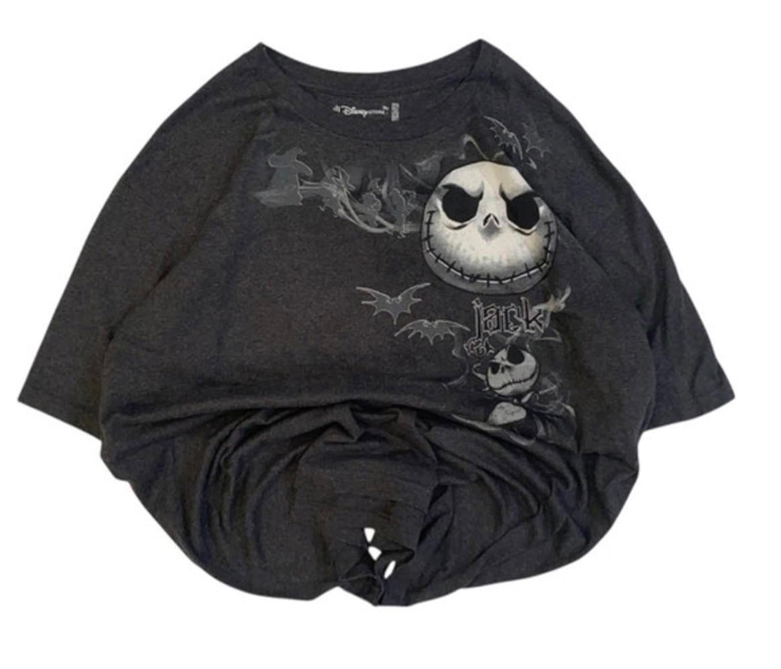 Jack Skellington Nightmare Before Christmas Y2K Short Sleeve T Shirt Black 2XL