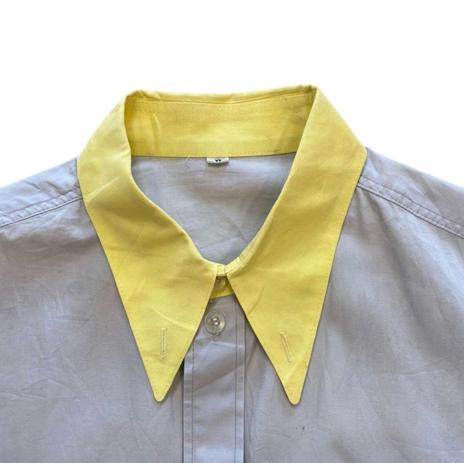 Vintage Japanese Collared Work Button Up Shirt Grey M