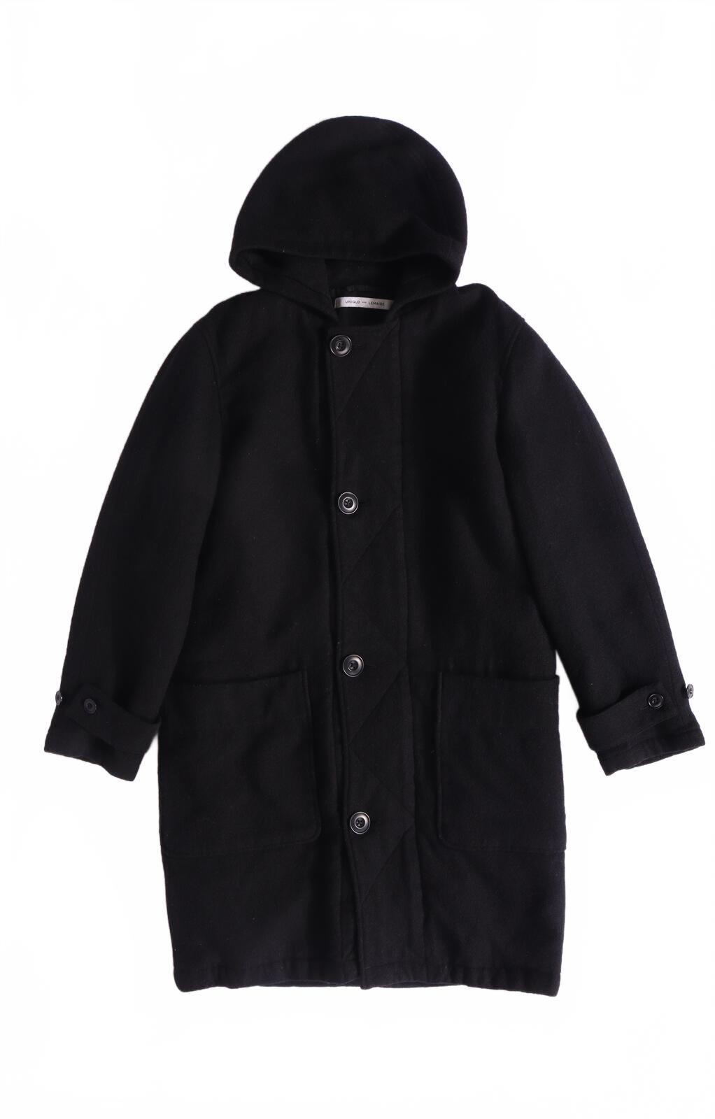 Lemaire X Uniqlo Women's Wool Blend Hooded Overcoat Black L