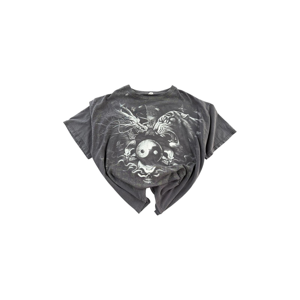 Yin Yang Tiger Vs Dragon Y2K Vintage Radical T-Shirt Black XL
