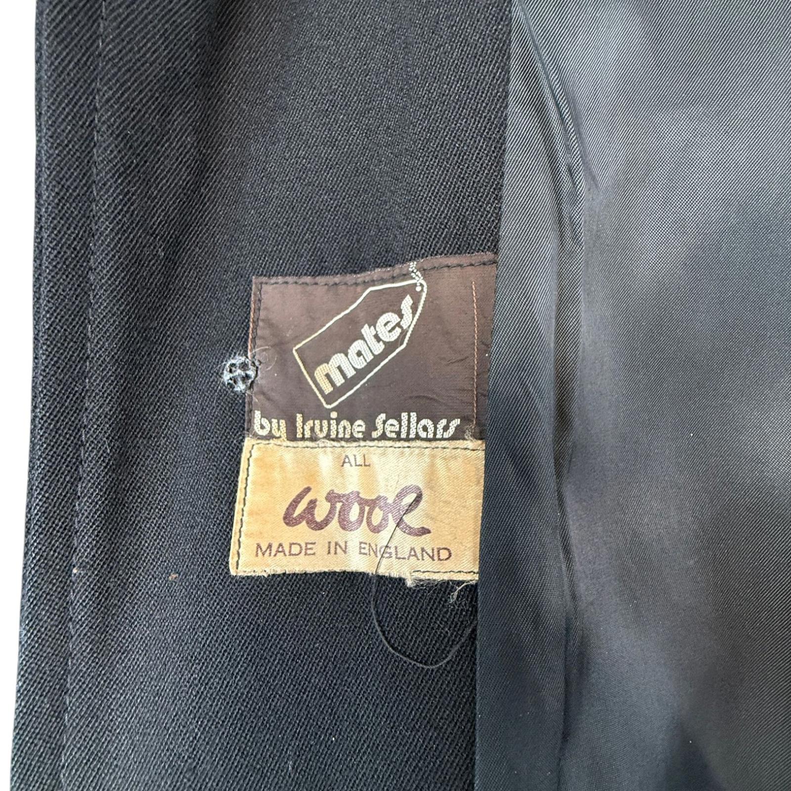 Irvine Sellars Mate's Carnaby St Made in England Vintage 1970s Wool Overcoat Black S