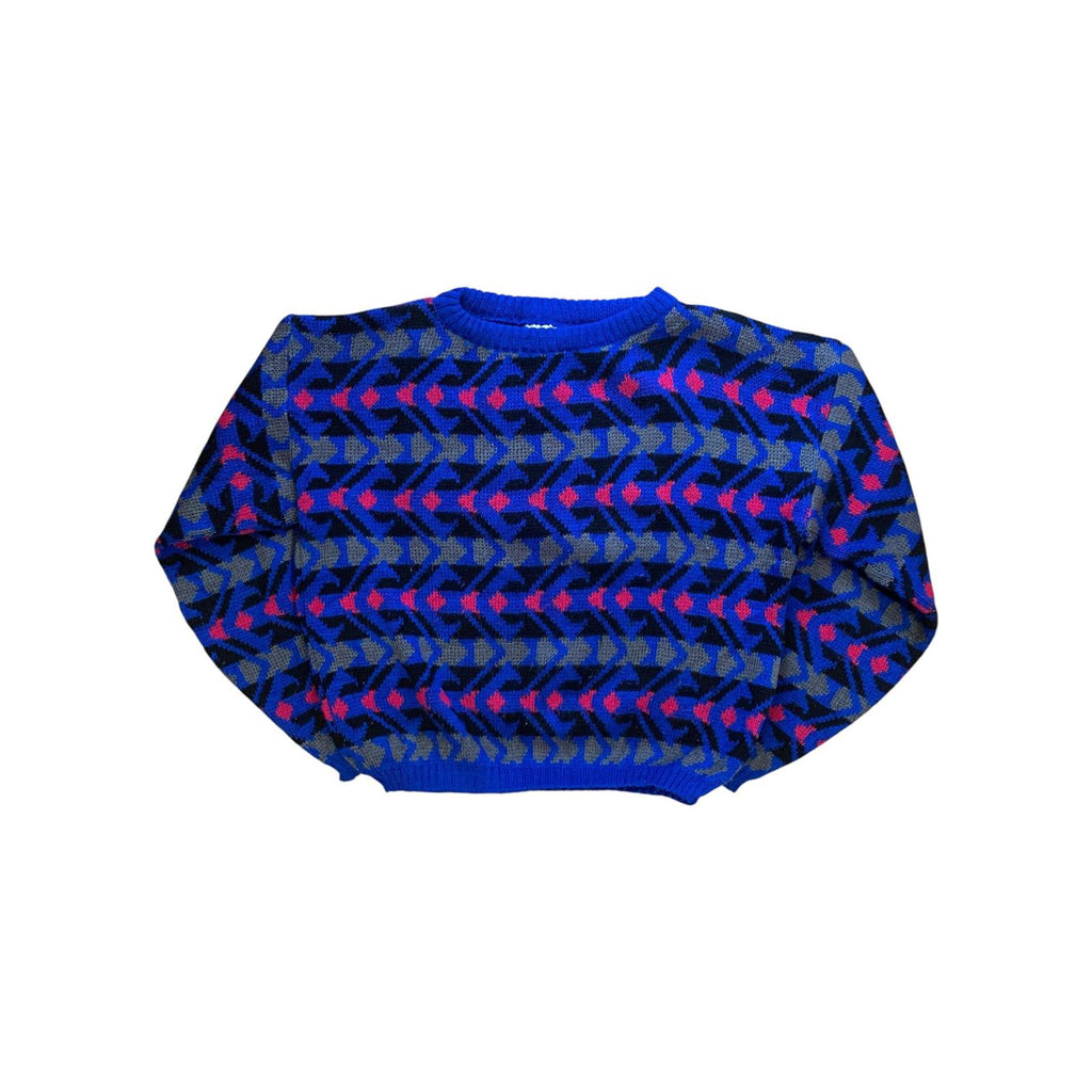 Vintage 1990s Made in Italy Men's Chunky Knitted Sweater Boxy Fit Blue M
