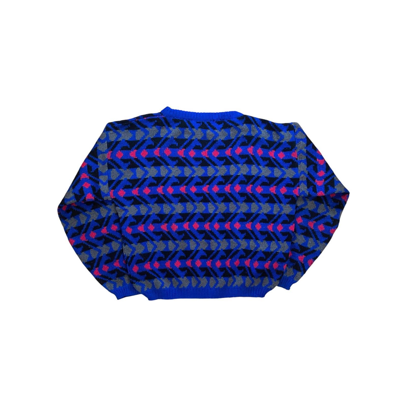 Vintage 1990s Made in Italy Men's Chunky Knitted Sweater Boxy Fit Blue M