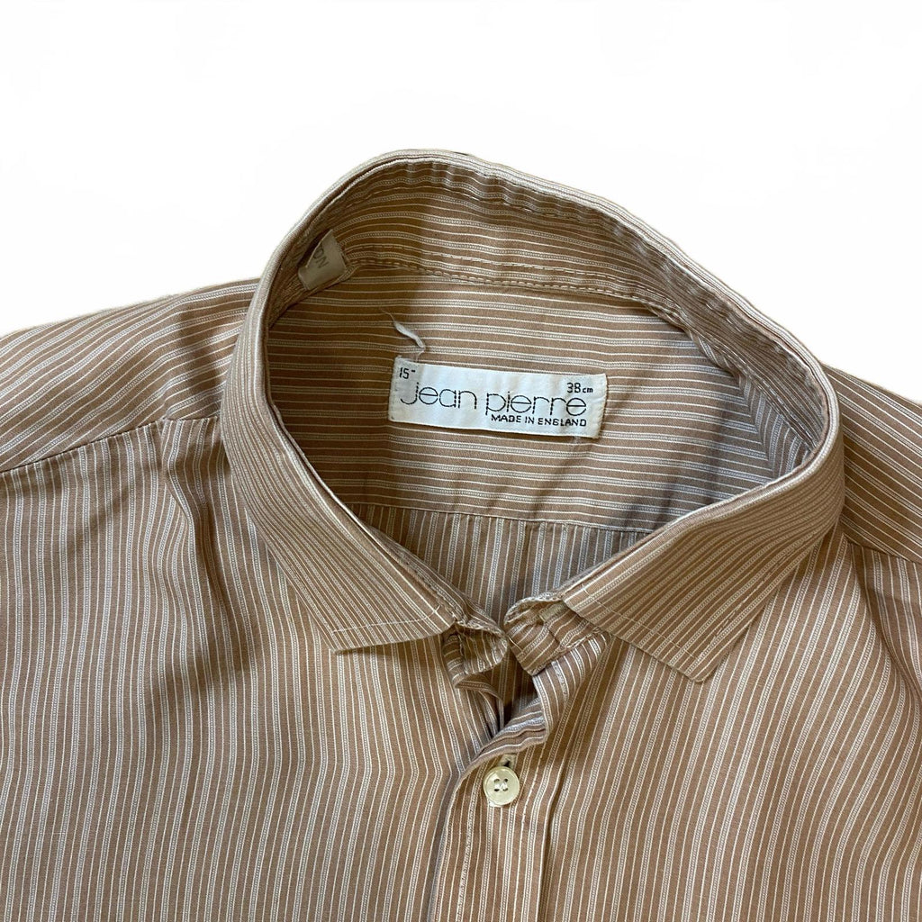 Jean Pierre Vintage Made in England Classic Striped Button Up Beige L